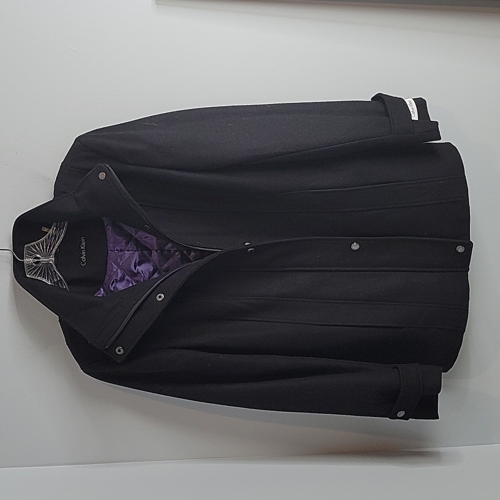 Calvin Klein Black Wool Blend Coat Size 6